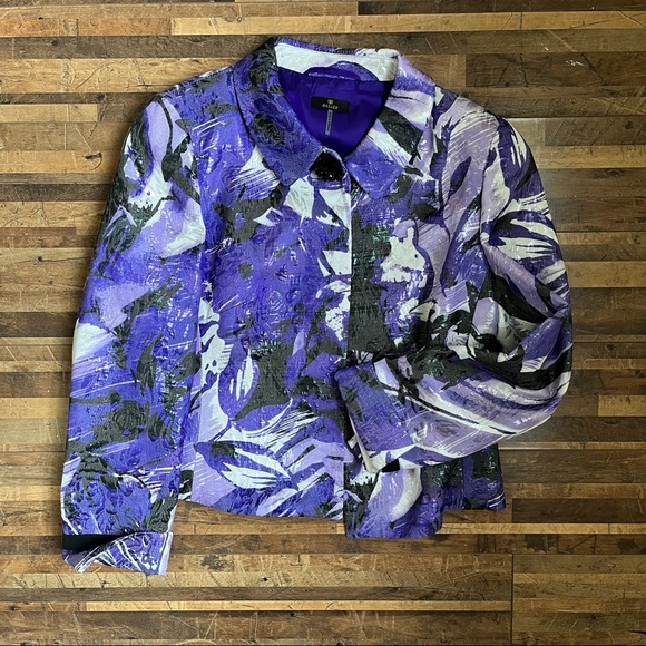 Basler Vintage Shimmer Abstract Design Blazer Purple Sz 8 - Picture 14 of 16
